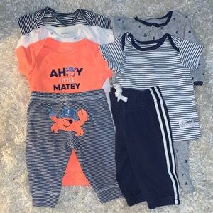 CARTERS CRABBY PANTS & NAUTICAL 7 PIECE LOT 3 MONTHS